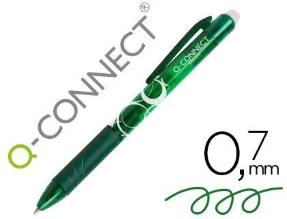 Q-CONNECT - BOLIGRAFO RETRACTIL BORRABLE 0,7 MM COLOR VERDE (Ref.KF18627)