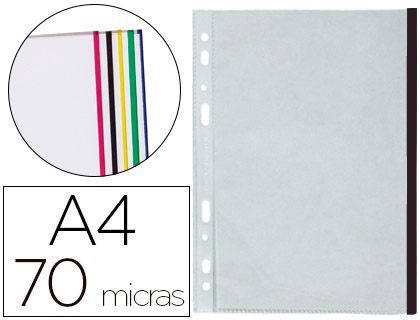 Q-CONNECT - FUNDA MULTITALADRO DIN A4 70 MC PP CRISTAL CON BORDE NEGRO BOLSA DE 10 UDS (Ref.KF18055)