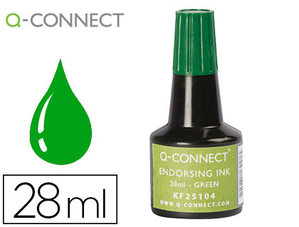 Q-CONNECT - TINTA TAMPÓN VERDE FRASCO 28 ML (Ref.KF25104)