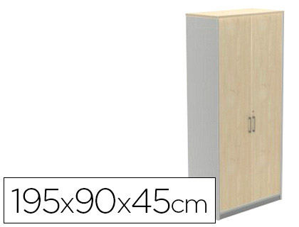 ROCADA - ARMARIO CON CUATRO ESTANTES Y DOS PUERTAS SERIE STORE 195X90X45 CM ACABADO AB01 ALUMINIO/HAYA (Ref.1104AB01)