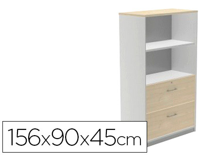 ROCADA - ARMARIO CON DOS ESTANTES Y DOS CAJONES INFERIORES SERIE STORE 156X90X45 CM ACABADO AB01 (Ref.1056AB01)