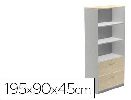 ROCADA - ARMARIO CON TRES ESTANTES Y DOS CAJONES INFERIORES SERIE STORE 195X90X45 CM ACABADO AB04 (Ref.1102AB04)