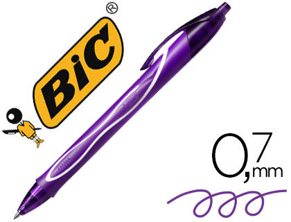 BIC - BOLIGRAFO GELOCITY QUICK DRY RETRACTIL TINTA GEL PURPURA PUNTA DE 0,7 MM (Ref.964772)