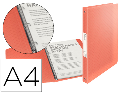 ESSELTE - CARPETA 4 ANILLAS 25 MM DIN A4 COLOUR ICE POLIPROPILENO COLOR ALBARICOQUE (Ref.626246)