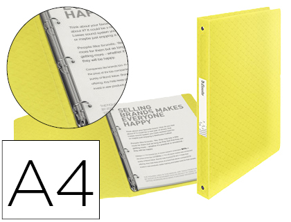 ESSELTE - CARPETA 4 ANILLAS 25 MM DIN A4 COLOUR ICE POLIPROPILENO COLOR AMARILLO (Ref.626245)