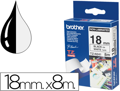 BROTHER - CINTA NEGRO SOBRE BLANCO 18 MM NO LAMINADA (Ref.TZEN241)