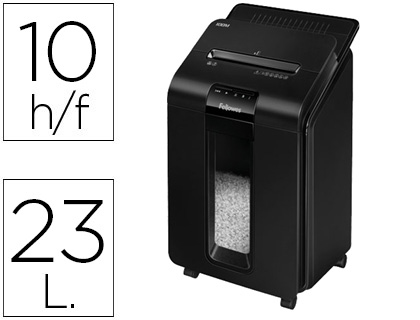 FELLOWES - DESTRUCTORA DE DOCUMENTOS AUTO+100M CAPACIDAD DE CORTE 100 HOJAS DESTRUYE GRAPAS CLIPS Y TARJETAS (Ref.4629901)