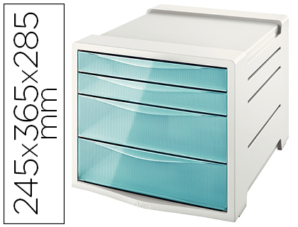 ESSELTE - FICHERO CAJONES DE SOBREMESA COLOUR ICE PLASTICO 4 CAJONES COLOR AZUL 245X365X285 MM (Ref.626284)
