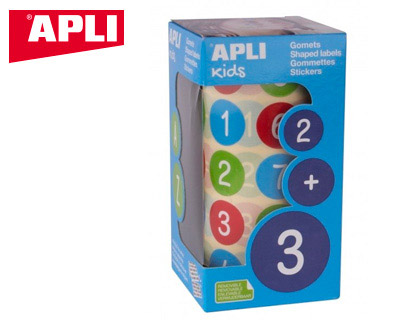 APLI - GOMETS AUTOADHESIVO REDONDO NUMEROS 20 MM DIAMETRO MULTICOLOR (Ref.15127)