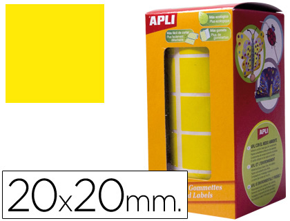 APLI - GOMETS AUTOADHESIVOS CUADRADAS 20X20 MM. EN ROLLO. AMARILLO (Ref. 4875)