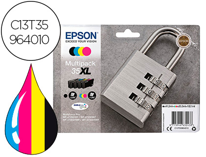 EPSON - INK JET 35XL WORKFORCE PRO WF-4720DWF / 4725DWF / 4730 DTWF / 4740 DTWF MULTIPACK 4 NEGRO AMARILLO (Ref.C13T35964010)