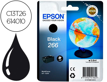 EPSON - INK-JET T266 WF-100W NEGRO 250 PAGINAS (Ref.C13T26614010)