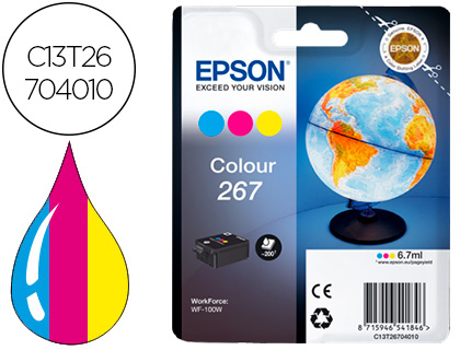 EPSON - INK-JET T267 WF-100W TRICOLOR 200 PAGINAS (Ref.C13T26704010)