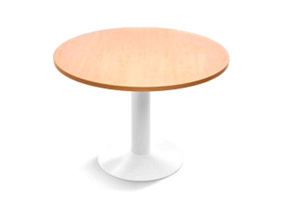 ROCADA - MESA DE REUNION MEETING ESTRUCTURA COLUMNA ACERO BLANCO TABLERO MADERA HAYA 120 CM DIAMETRO (Ref.3006ATW01)