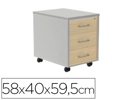 ROCADA - CAJONERA CON TRES CAJONES SERIE STORE 58X40X59,5 CM ACABADO AB04 ALUMINIO/BLANCO (Ref.4003AB04)