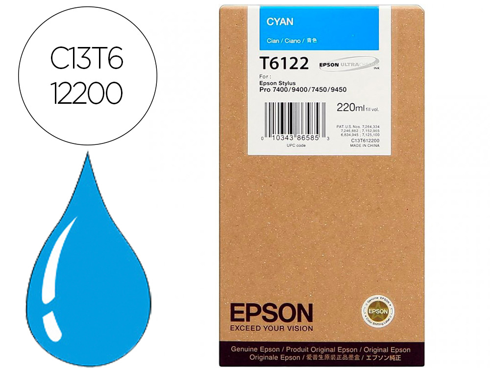 EPSON - Ink-jet gf stylus photo 7450/9450/7400/9400 cian alta capacidad (Ref. C13T612200)