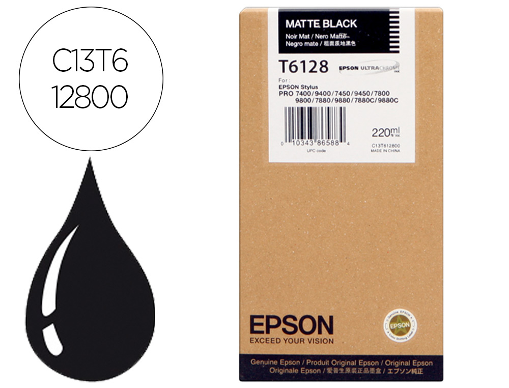 EPSON - Ink-jet gf stylus photo 7450/9450/ 7400/9400/7880/ 9880/7800/9800 negro mate alta capacidad</ (Ref. C13T612800)