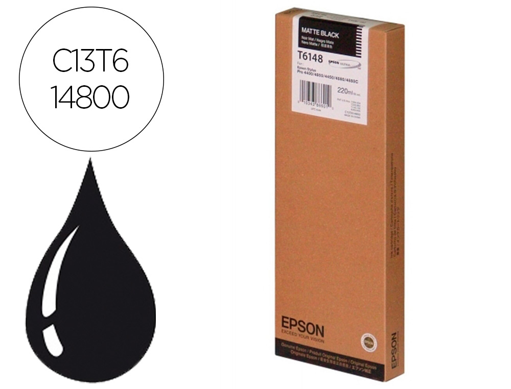 EPSON - Ink-jet gf stylus photo 4450/4400/4880/4800 negro mate alta capacidad (Ref. C13T614800)