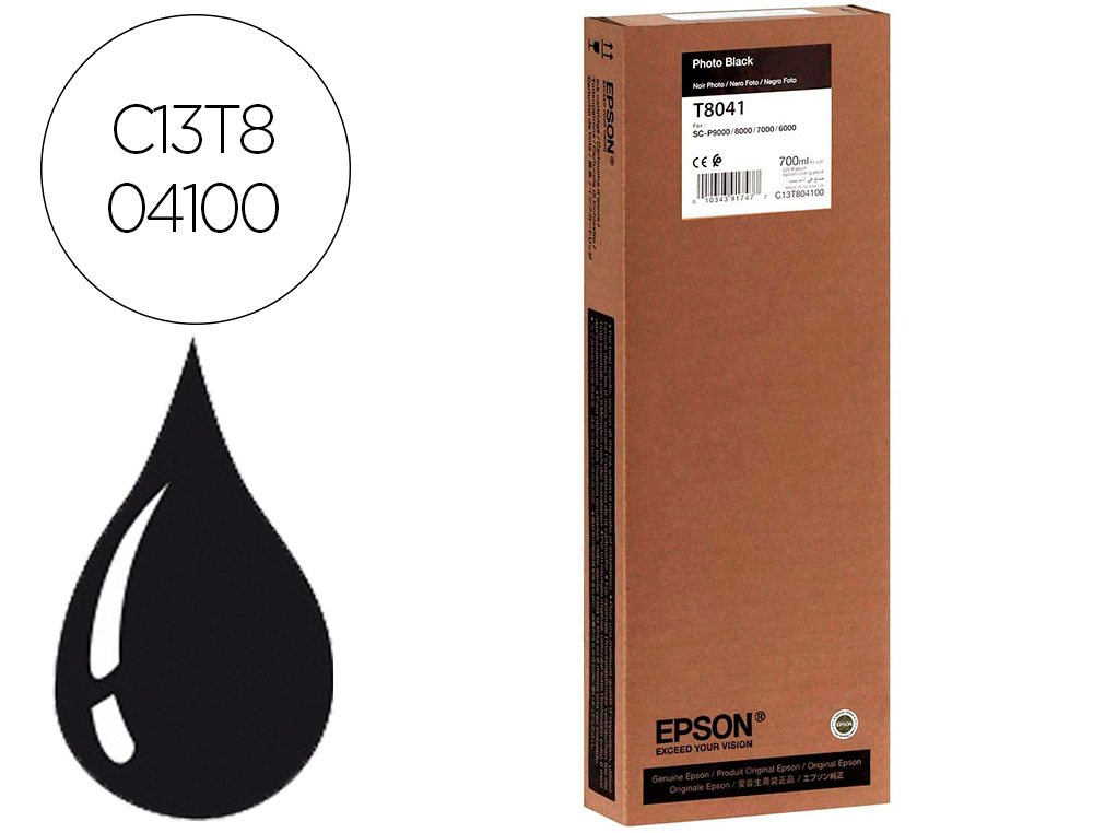 EPSON - Ink-jet gf surecolor serie sc-p negro photo ultrachrome hdx/hd 700ml (Ref. C13T804100)