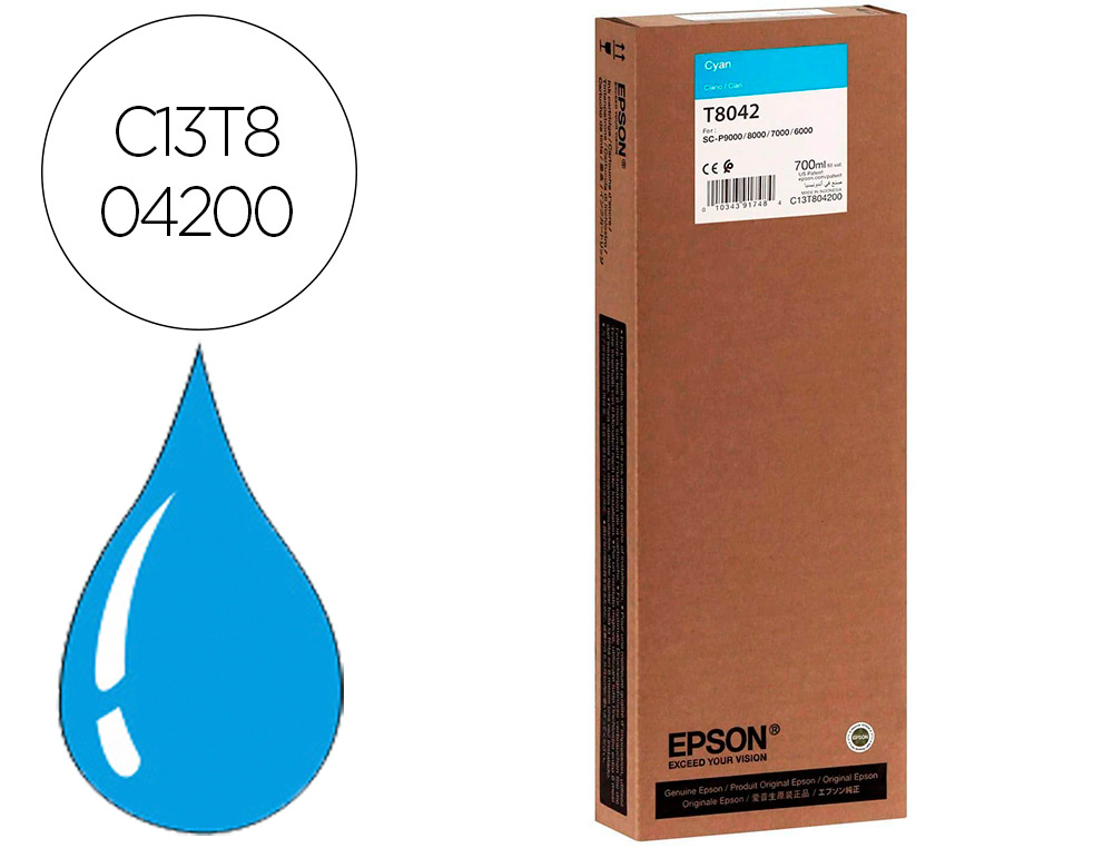 EPSON - Ink-jet gf surecolor serie sc-p cian ultrachrome hdx/hd 700ml (Ref. C13T804200)