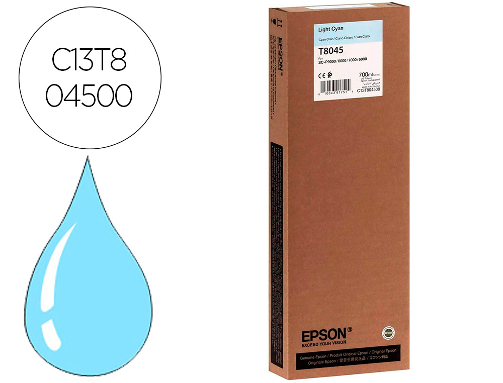 EPSON - Ink-jet gf surecolor serie sc-p light cian ultrachrome hdx/hd 700ml (Ref. C13T804500)