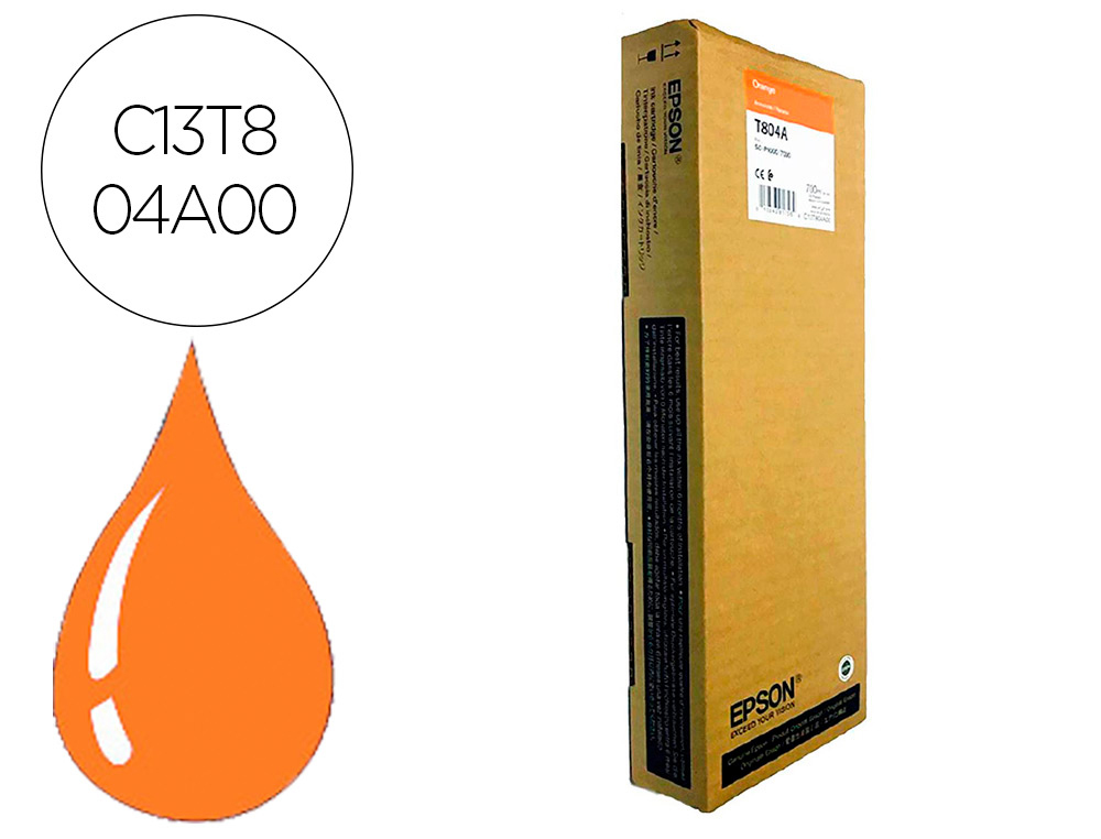 EPSON - Ink-jet gf surecolor serie sc-p naranja ultrachrome hdx/hd 700ml (Ref. C13T804A00)