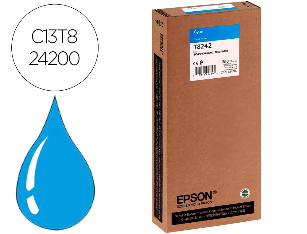 EPSON - Ink-jet gf surecolor serie sc-p cian ultrachrome hdx/hd 350ml (Ref. C13T824200)