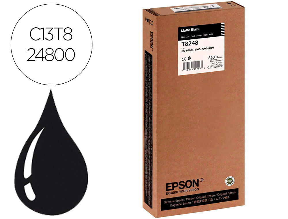 EPSON - Ink-jet gf surecolor serie sc-p negro mate ultrachrome hdx/hd 350ml (Ref. C13T824800)