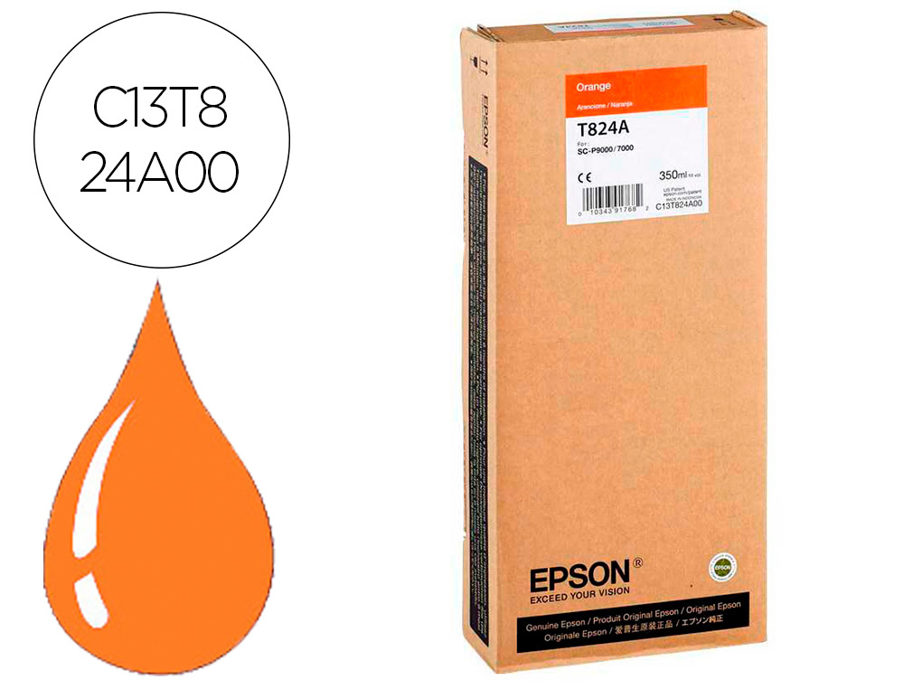 EPSON - Ink-jet gf surecolor serie sc-p naranja ultrachrome hdx/hd 350ml (Ref. C13T824A00)