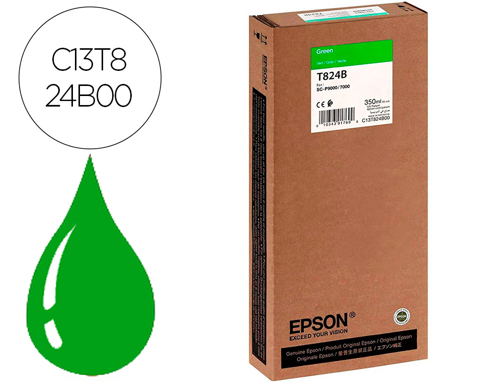EPSON - Ink-jet gf surecolor serie sc-p verde ultrachrome hdx/hd 350ml (Ref. C13T824B00)