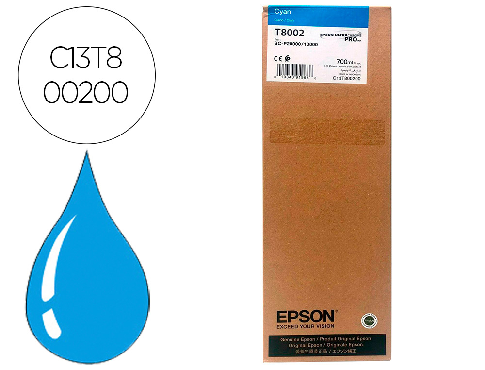 EPSON - Ink-jet singlepack cian t800200 ultrachrome pro 700ml (Ref. C13T800200)