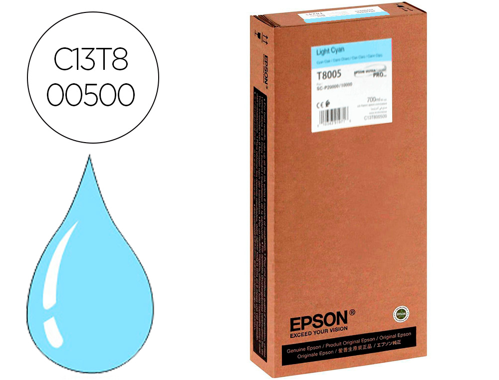 EPSON - Ink-jet singlepack light cian t800500 ultrachrome pro 700ml (Ref. C13T800500)