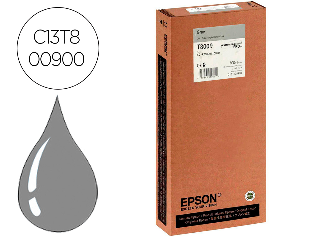 EPSON - Ink-jet singlepack gray t800900 ultrachrome pro 700ml (Ref. C13T800900)