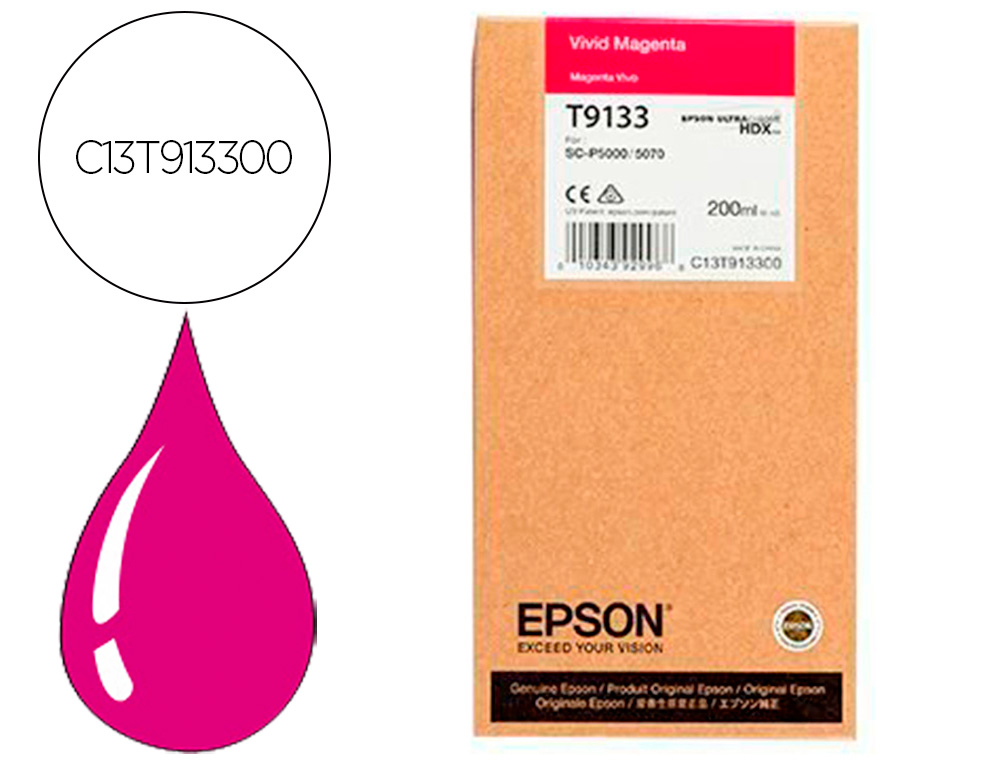 EPSON - Ink-jet t9133 vivid magenta ink 200ml (Ref. C13T913300)