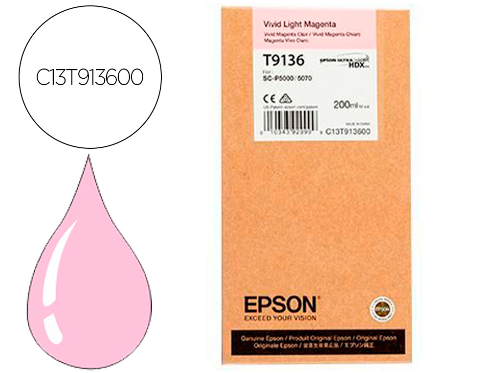 EPSON - Ink-jet t9136 vivid light magenta ink 200ml (Ref. C13T913600)