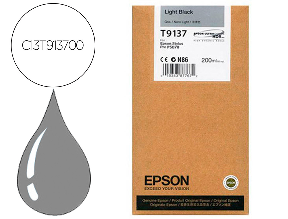 EPSON - Ink-jet t9137 light negro ink 200ml (Ref. C13T913700)
