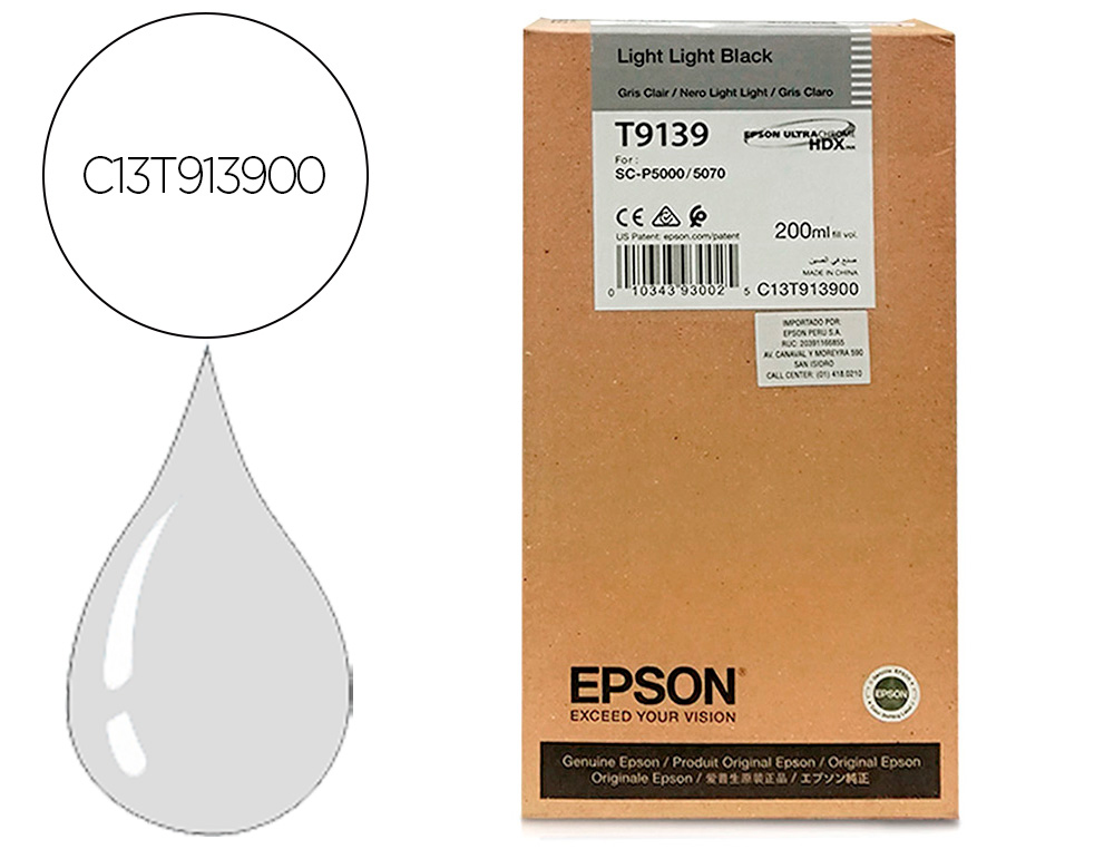 EPSON - Ink-jet t9139 light light negro ink 200ml (Ref. C13T913900)