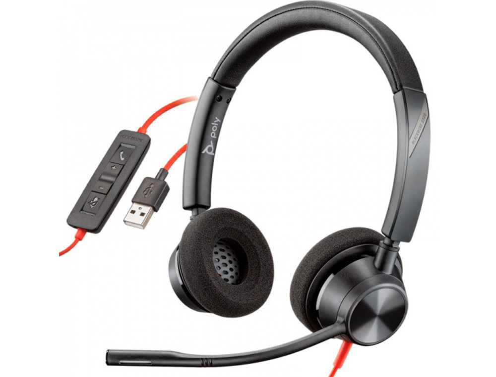 PLANTRONICS - Auricular blackwire 3320 diadema biaural cable usb-a con microfono (Ref. 213934-01)