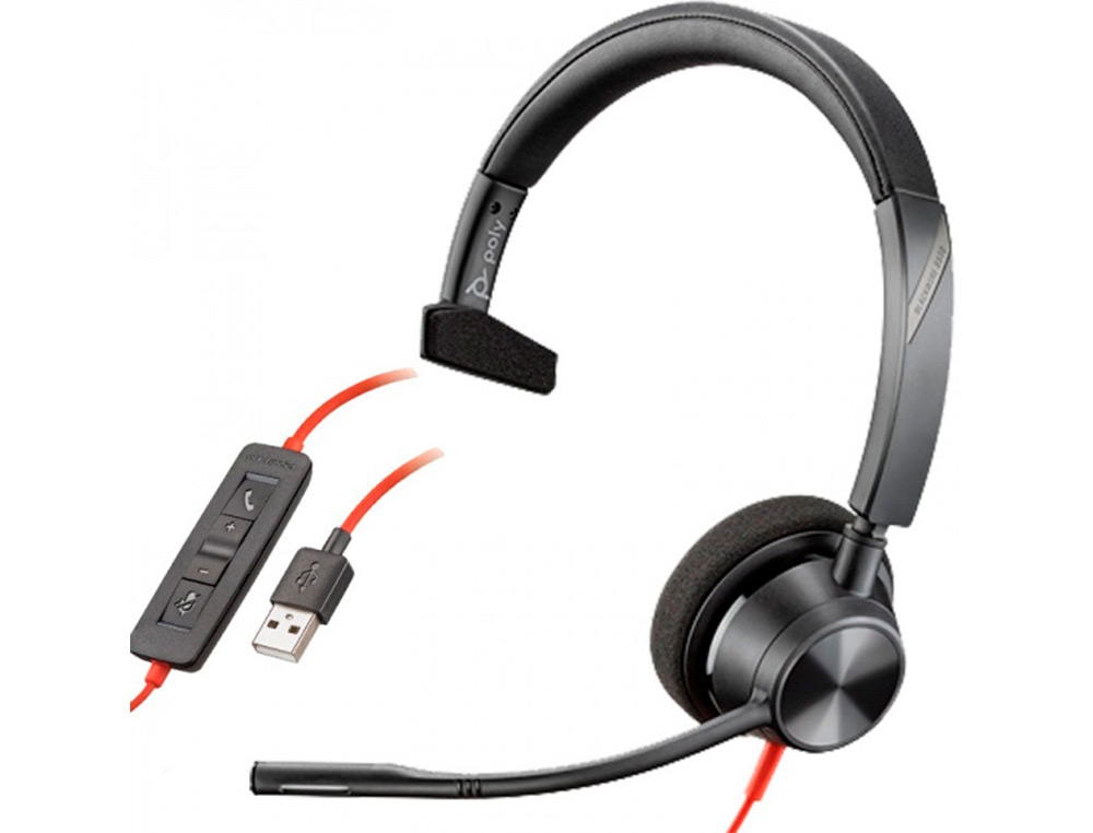 PLANTRONICS - Auricular blackwire 3310 diadema monoaural cable usb-a con microfono (Ref. 213928-01)