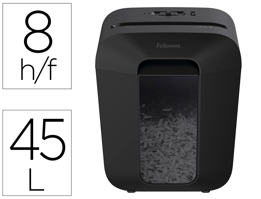 FELLOWES - Destructora de documentos lx-45 capacidad de corte 8 h seguridad p4 destruye grapas clips y (Ref. 4400501)