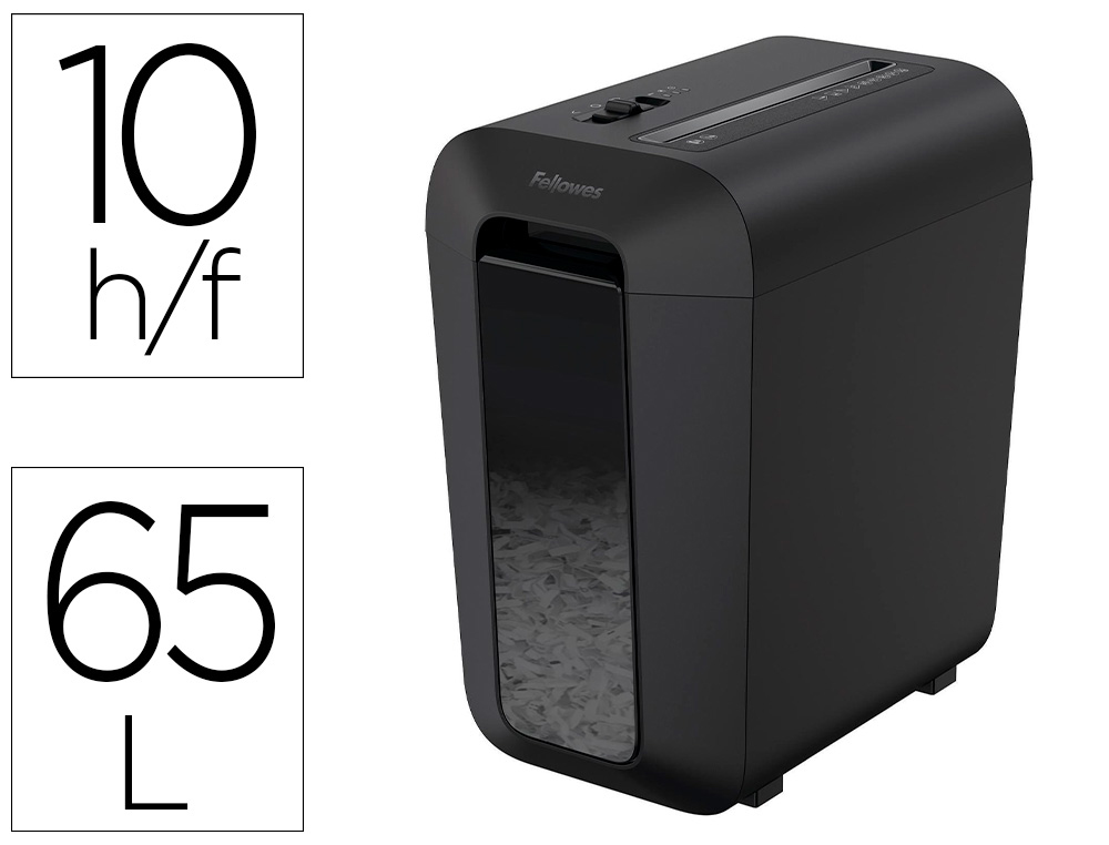FELLOWES - Destructora de documentos lx-65 capacidad de corte 10 h seguridad p4 destruye grapas clips y (Ref. 4400701)