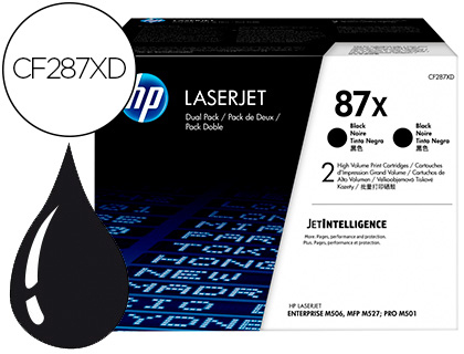 HP ( HEWLETT PACKARD ) - Toner laserjet 87x enterprise m506 mfp m527 pro m501 negro pack de 2 unidades 18000 paginas (Ref. CF287XD)