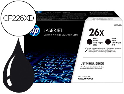 HP ( HEWLETT PACKARD ) - Toner laserjet pro 26x m402 mfp m426 negro pack de 2 unidades 9000 paginas (Ref. CF226XD)