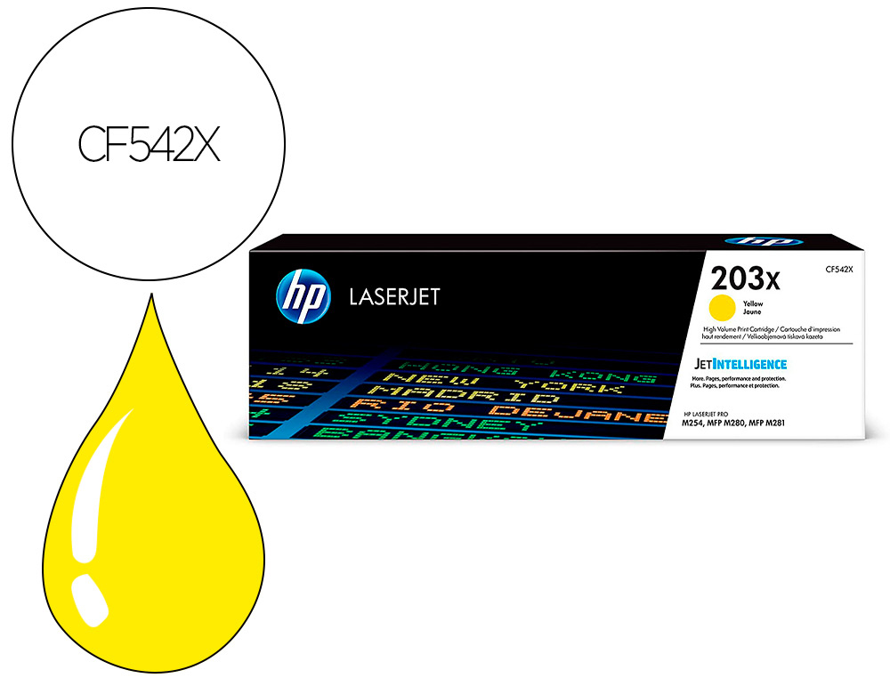 HP ( HEWLETT PACKARD ) - Toner laserjet 203x m254dw / 280nw / 281fdw amarillo 2500 paginas (Ref. CF542X)