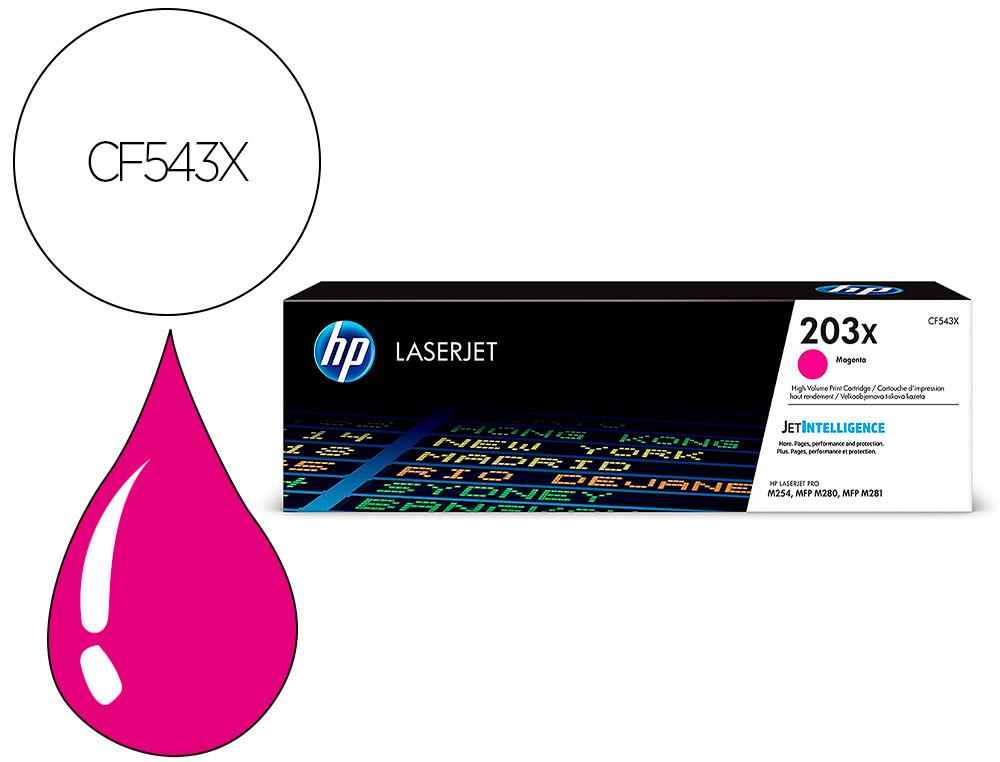 HP ( HEWLETT PACKARD ) - Toner laserjet 203x m254dw / 280nw / 281fdw magenta 2500 paginas (Ref. CF543X)