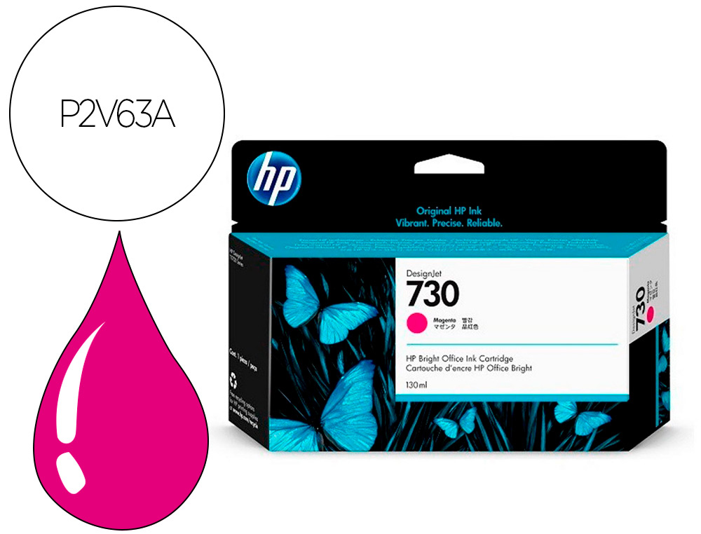 HP ( HEWLETT PACKARD ) - Ink-jet n 730 130-ml magenta/ dnj t1700/1000 paginas (Ref. P2V63A)