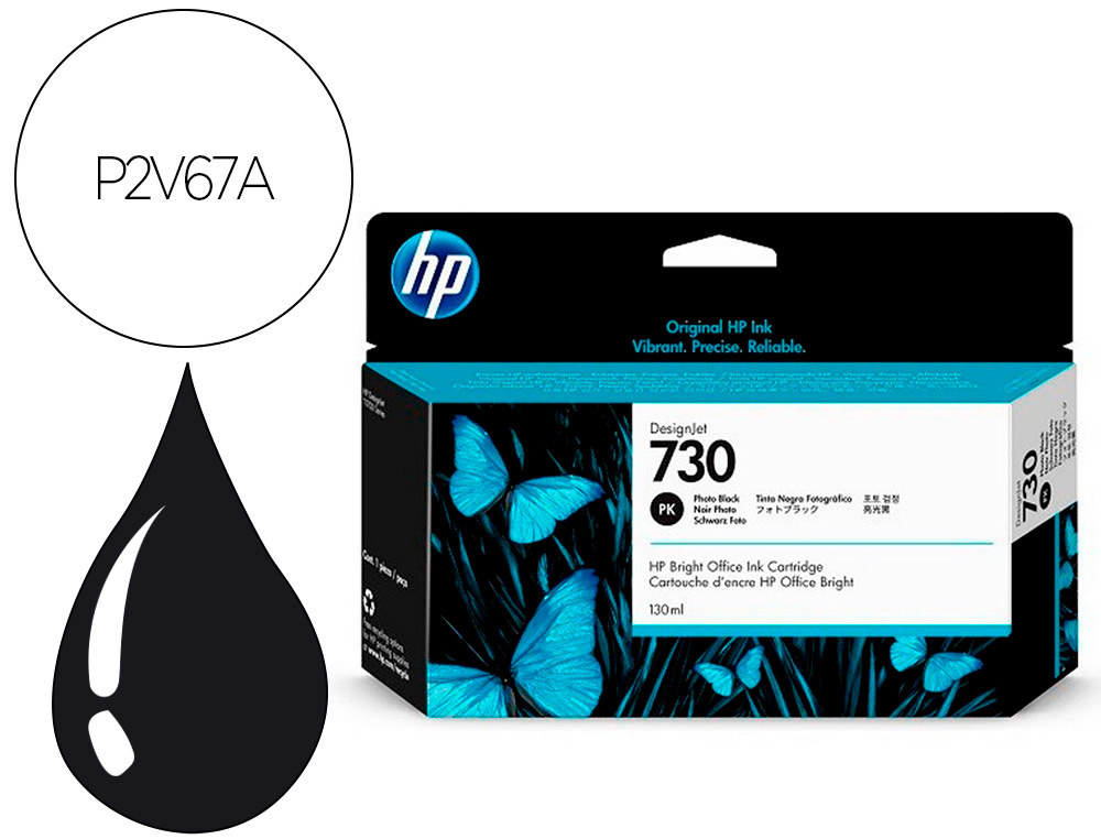 HP ( HEWLETT PACKARD ) - Ink-jet n 730 130-ml photo negro/ dnj t1700/1000 paginas (Ref. P2V67A)