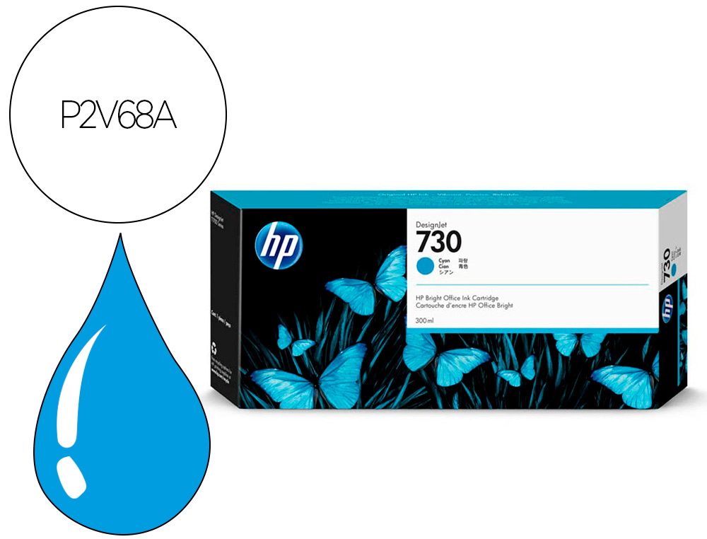 HP ( HEWLETT PACKARD ) - Ink-jet n 730 300-ml cyan / dnj t1700/1000 paginas (Ref. P2V68A)