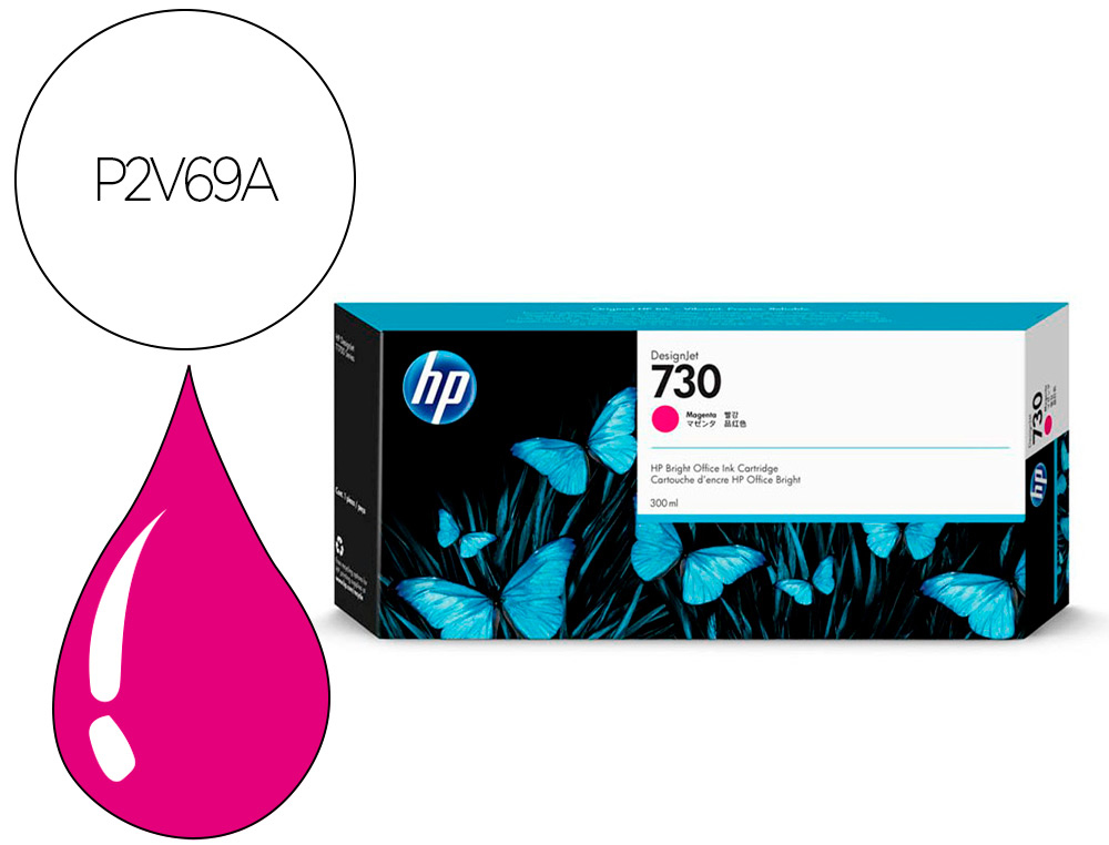 HP ( HEWLETT PACKARD ) - Ink-jet n 730 300-ml magenta / dnj t1700/1000 paginas (Ref. P2V69A)