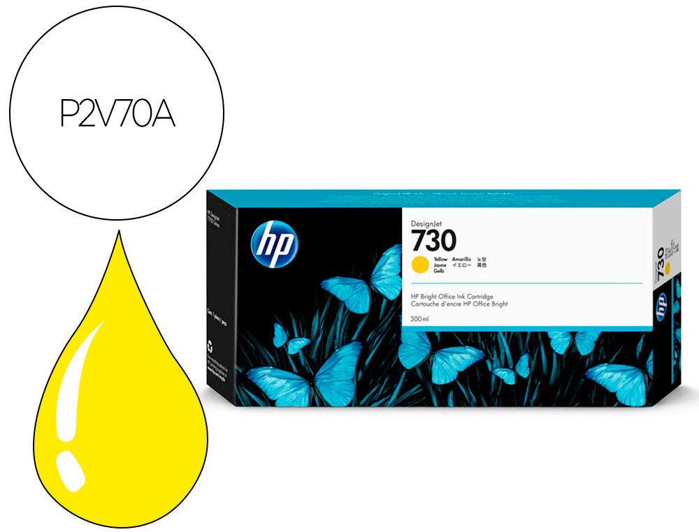 HP ( HEWLETT PACKARD ) - Ink-jet n 730 300-ml amarillo / dnj t1700/1000 paginas (Ref. P2V70A)